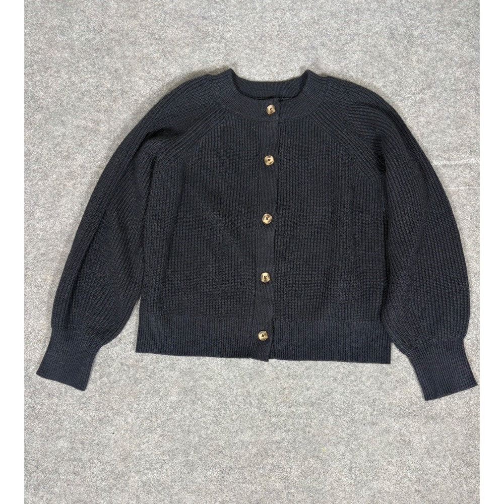 Banana Republic Black Ribbed Knit Button Front Cardigan Sweater XL‎ 1897992